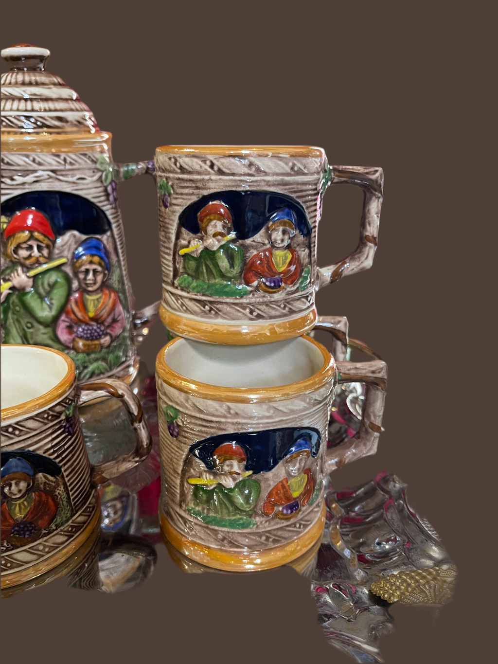 Valentino Tea Set 3-D 2 sided design, with cake and appetiser plates