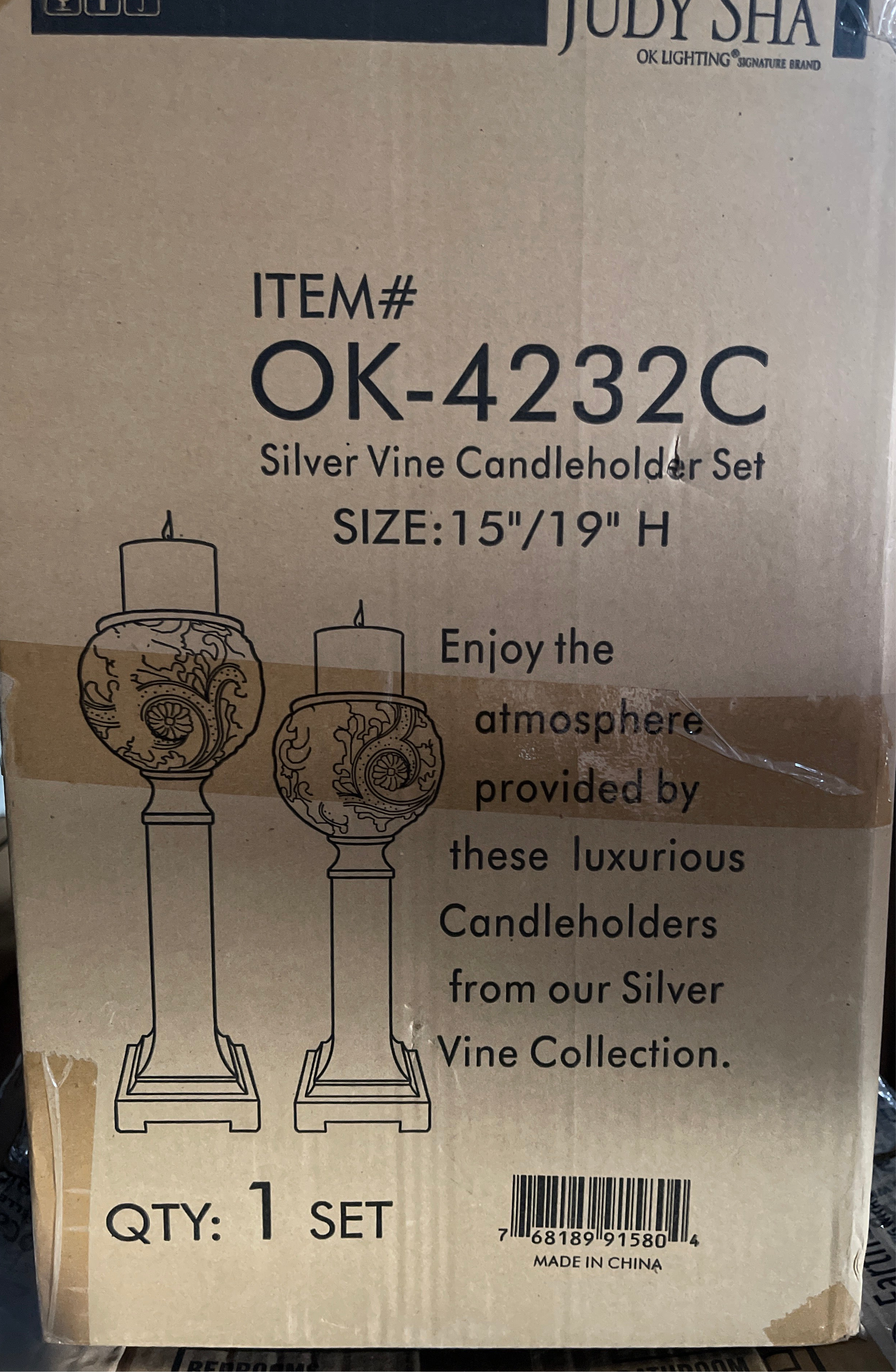 Silver Vine Candleholder Set of 2