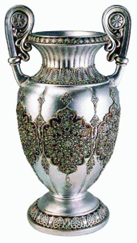 Silver Persian painted resin Vase