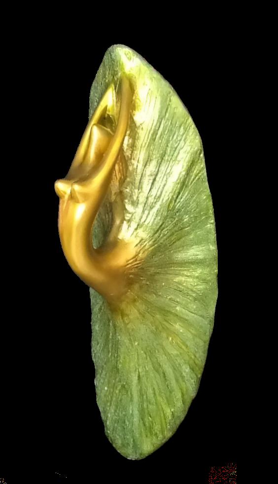 LARGE SCULPTURE OF WOMEN DANCING IN GREEN DRESS