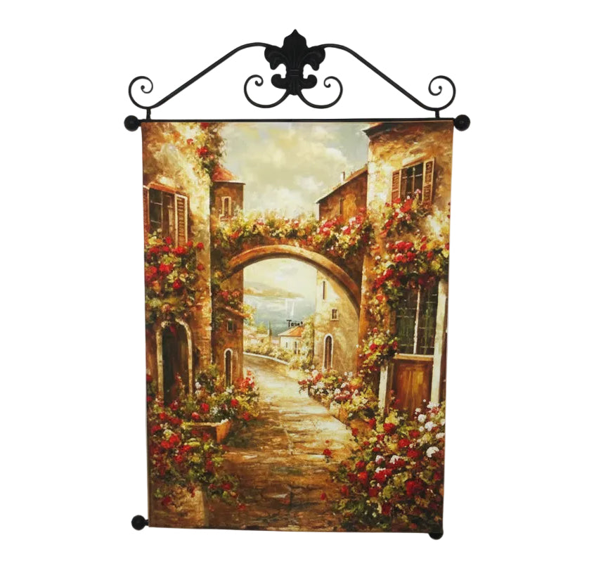 Tapestry with iron rod hanging