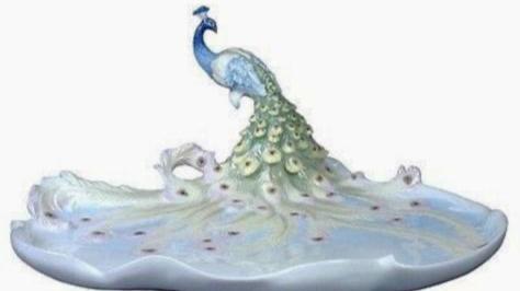 Porcelain peacock decorative serving plate