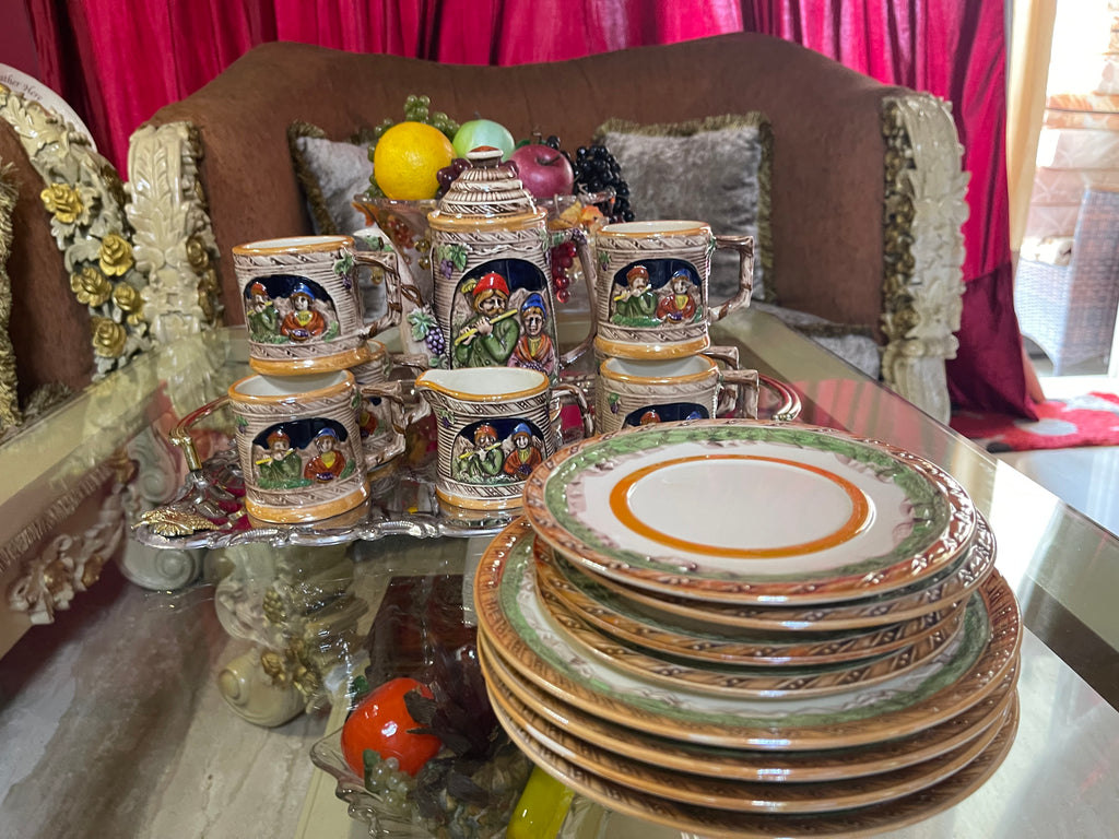 Valentino Tea Set 3-D 2 sided design, with cake and appetiser plates