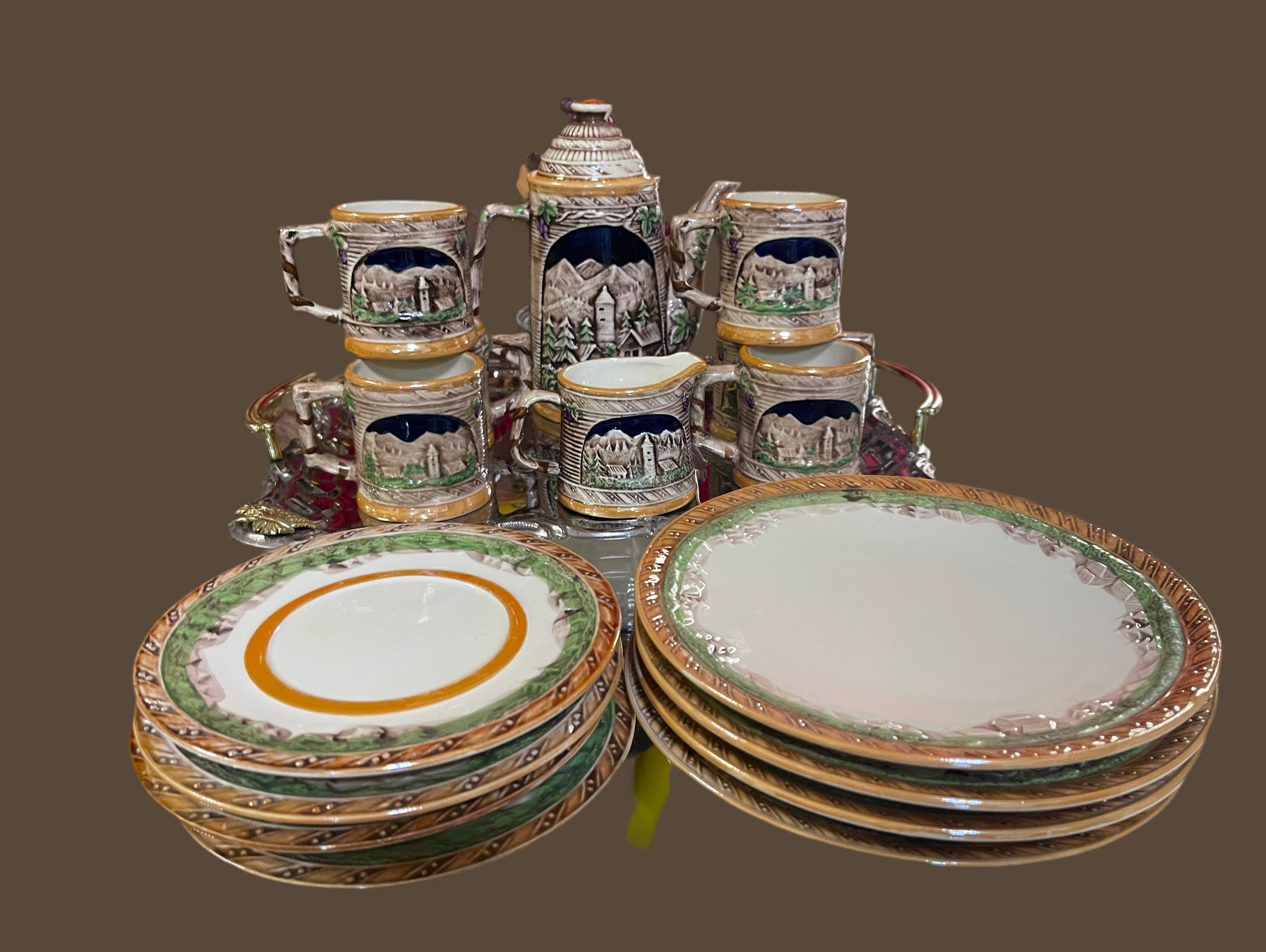 Valentino Tea Set 3-D 2 sided design, with cake and appetiser plates