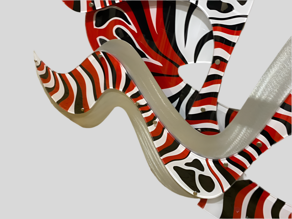 SHLOMI HAZIZA RED AND BLACK ZIBRA WALL ART