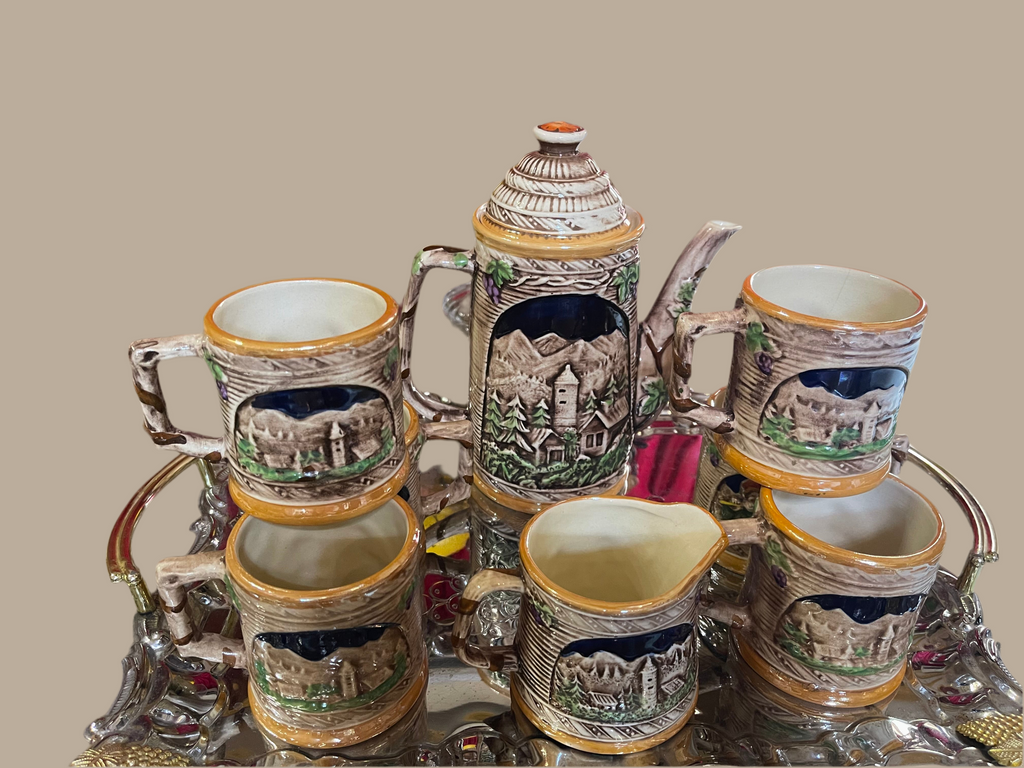 Valentino Tea Set 3-D 2 sided design, with cake and appetiser plates