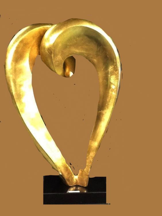 large golden heart sculpture