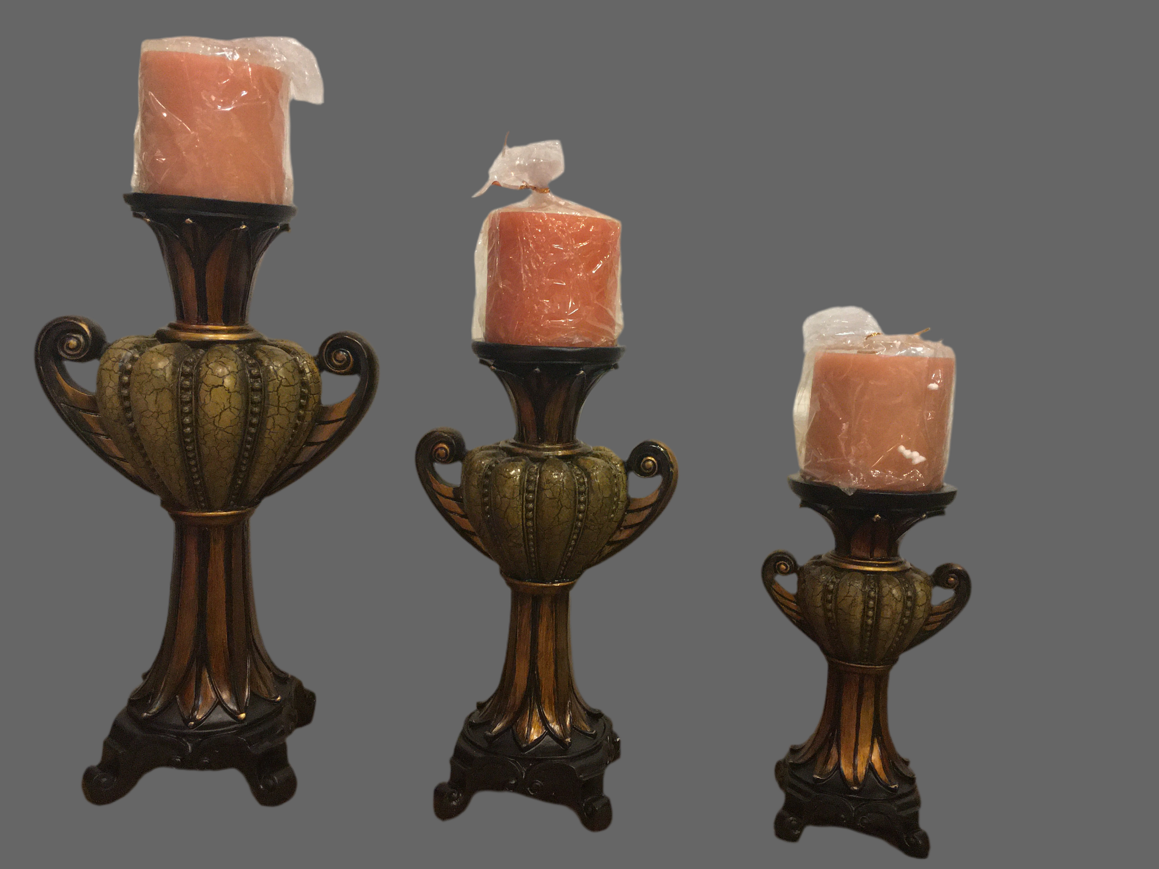 Mimic leather Candle Holder Set of 3