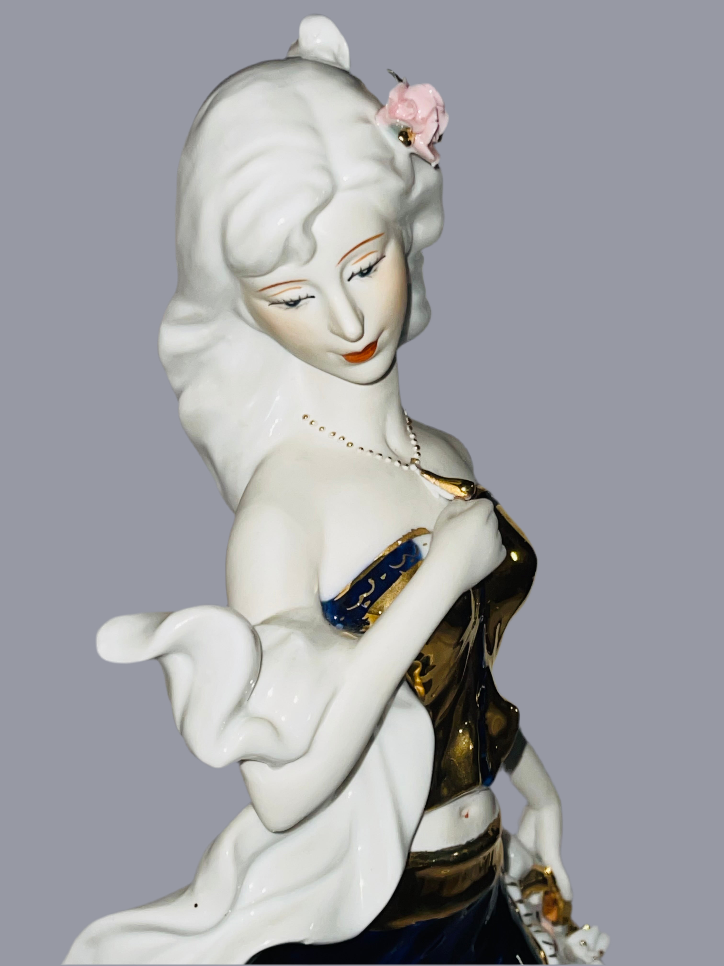 Fine Porcelain Flower Girl In Blue figure