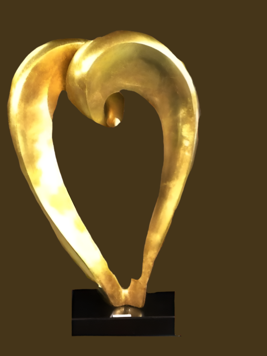 large golden heart sculpture