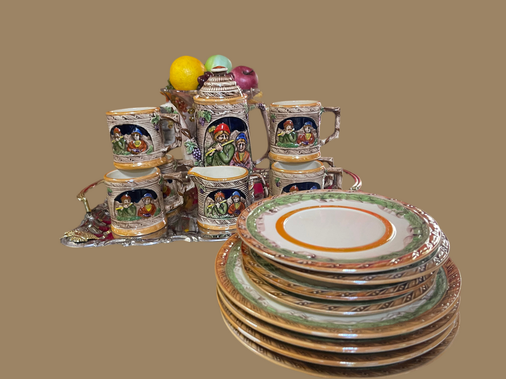 Valentino Tea Set 3-D 2 sided design, with cake and appetiser plates