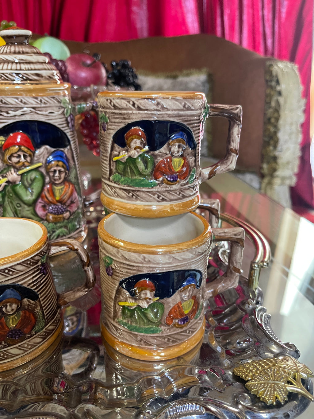 Valentino Tea Set 3-D 2 sided design, with cake and appetiser plates