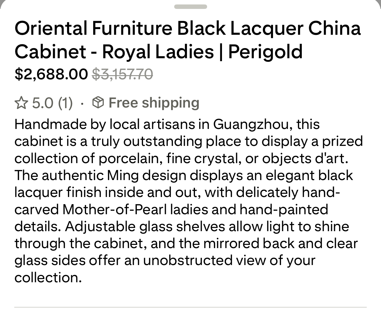 Oriental, mother of pearl cabinet