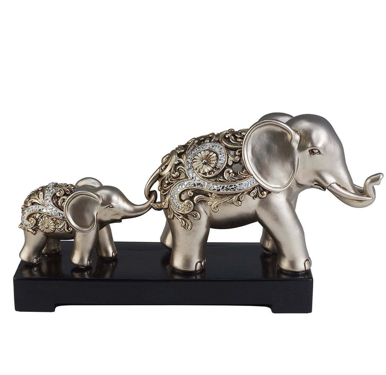 ELEPHANT WITH BABY DECORATIVE PIECE, 8.0"