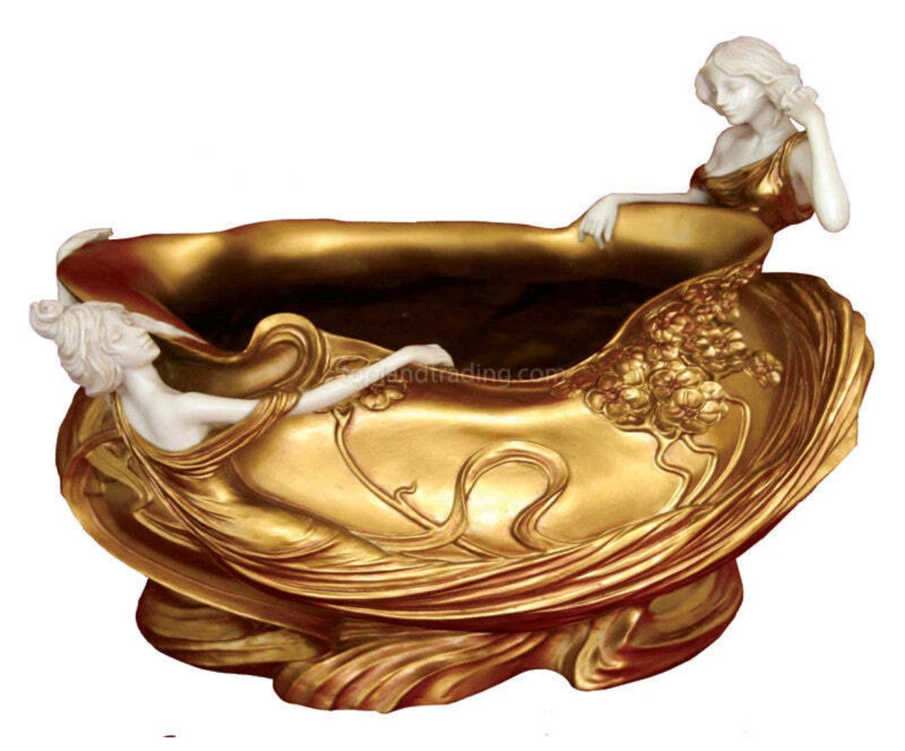 Bowl Art Nouveau women on the gold