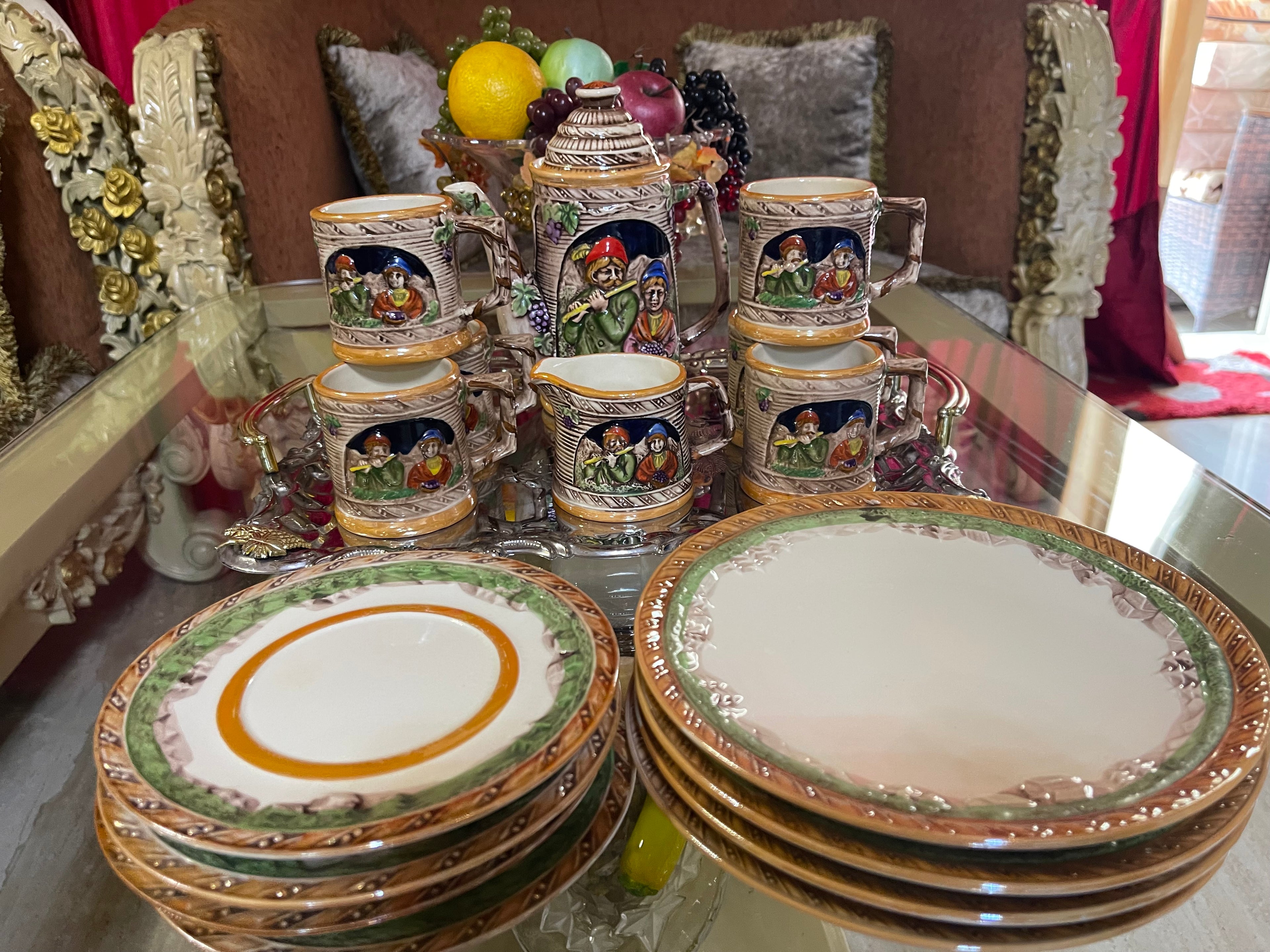 Valentino Tea Set 3-D 2 sided design, with cake and appetiser plates