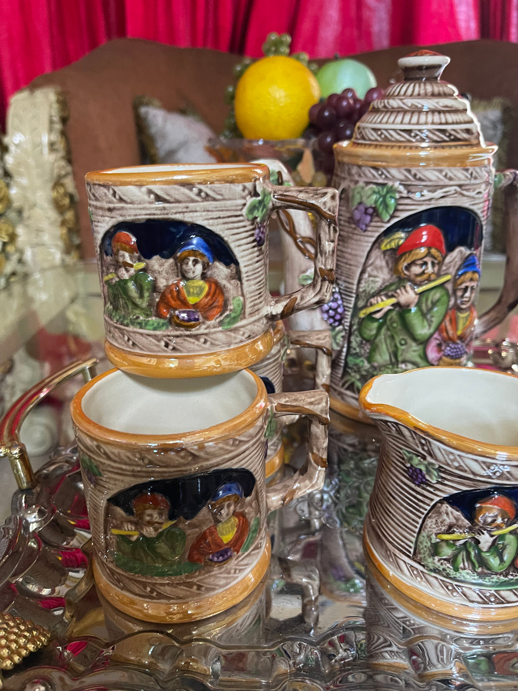 Valentino Tea Set 3-D 2 sided design, with cake and appetiser plates