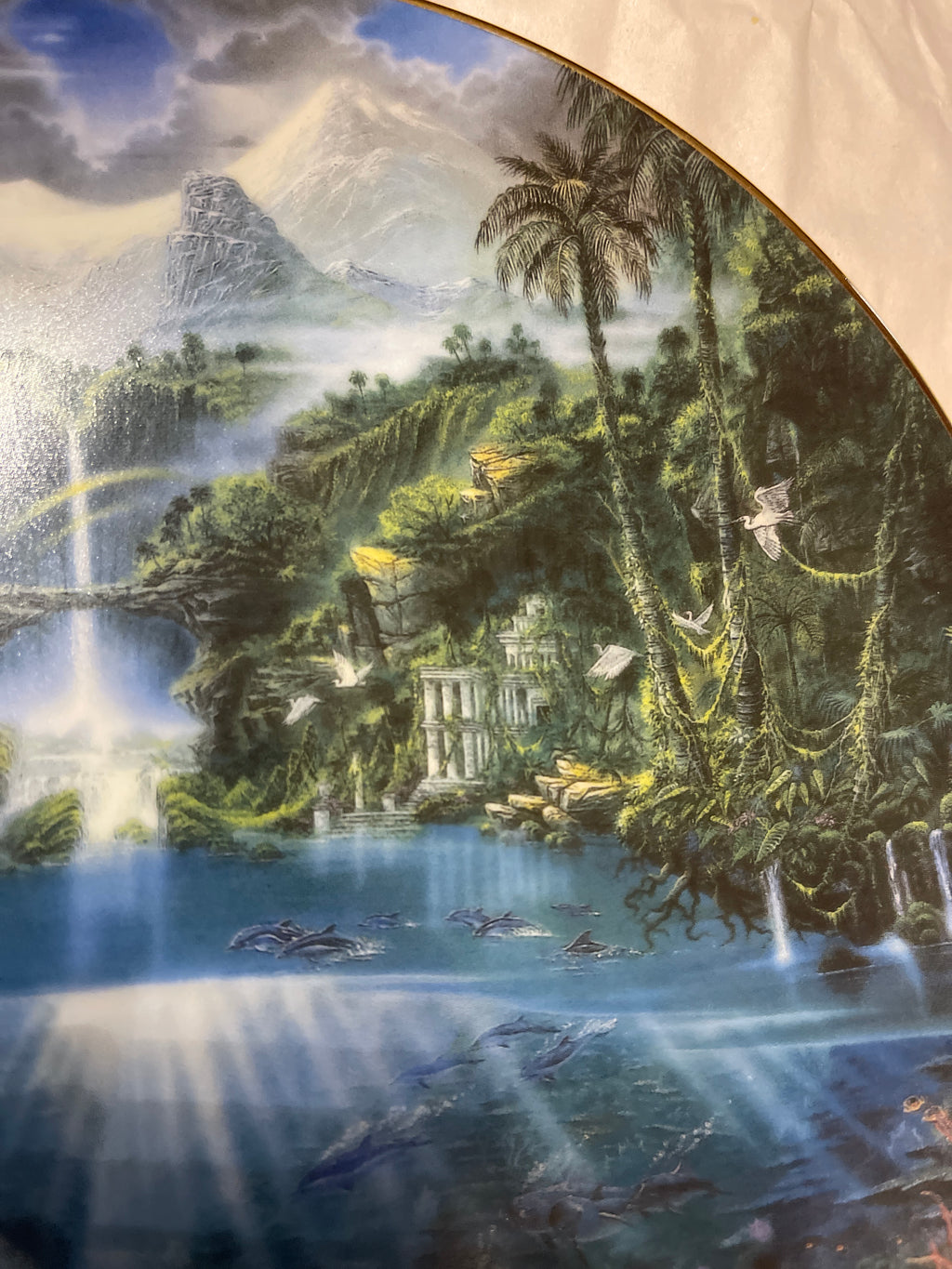Hamilton Collection Porcelain Collection Plate Sanctuary of the Dolphin by John Enright from Enchanted Seascapes