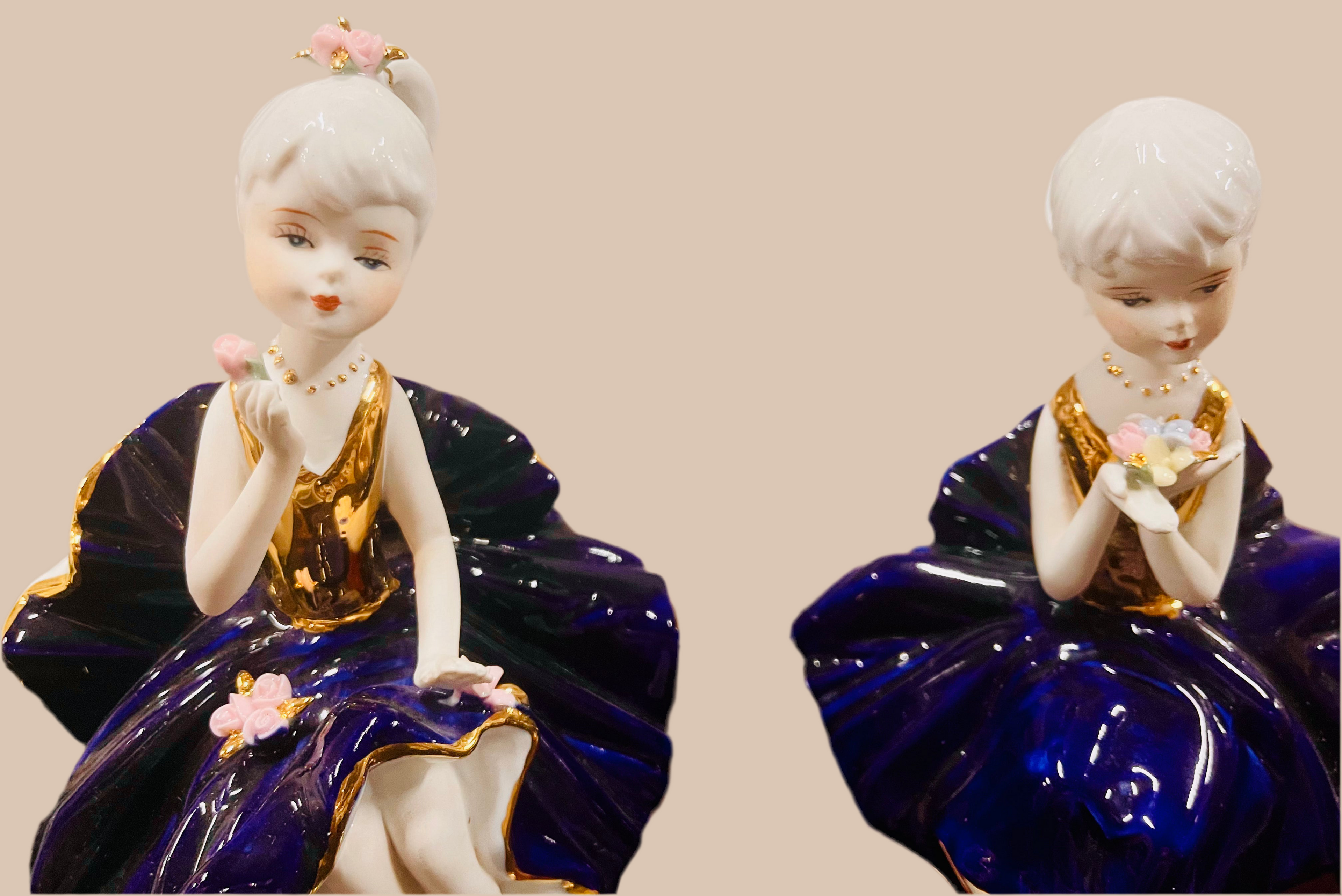 Pair of girl Ballet, dancing porcelain figures