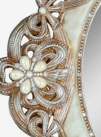 vintage Mirror With Crystal Stones And Rearls