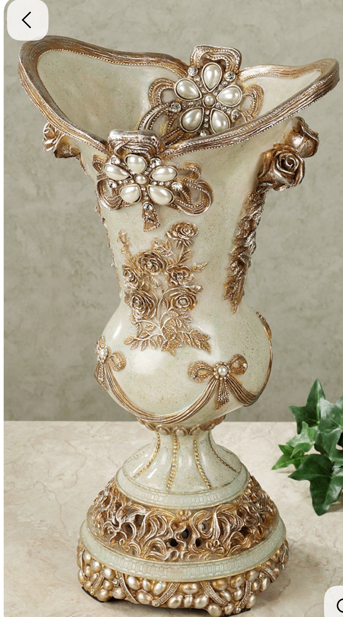 Vintage Rose collection Vase with pearls and crystal