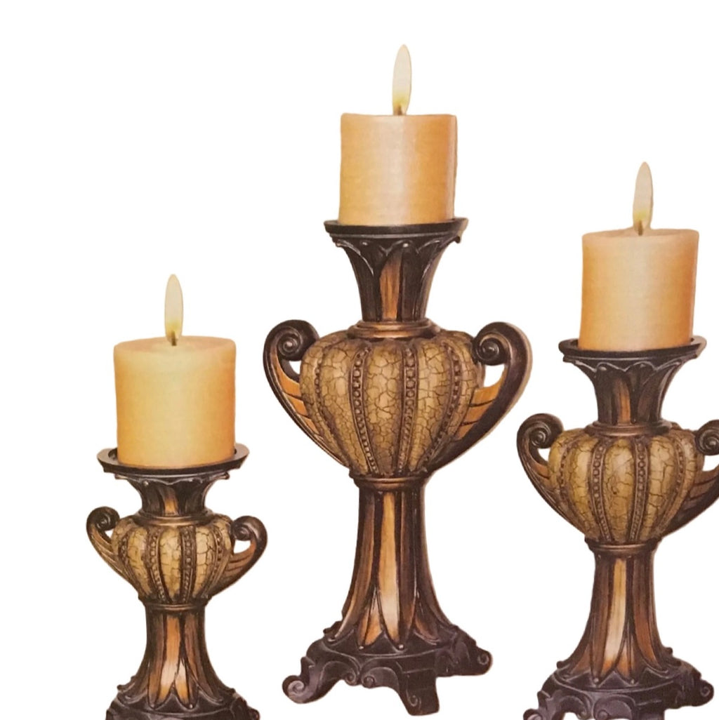 Mimic leather Candle Holder Set of 3