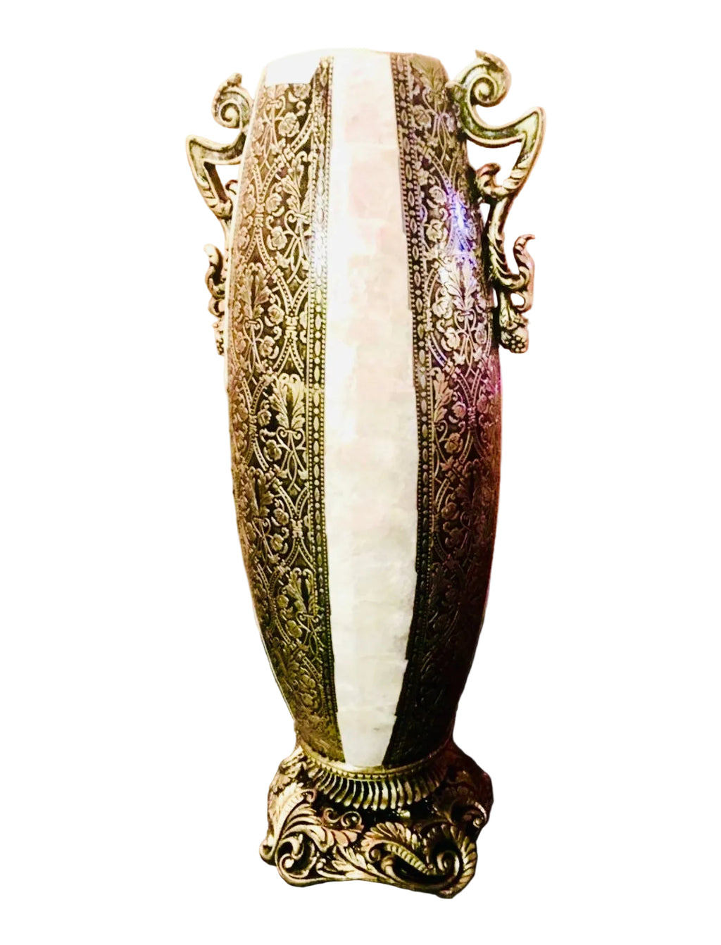 Antique Carving 3D Mother Of Pearls Tall vase