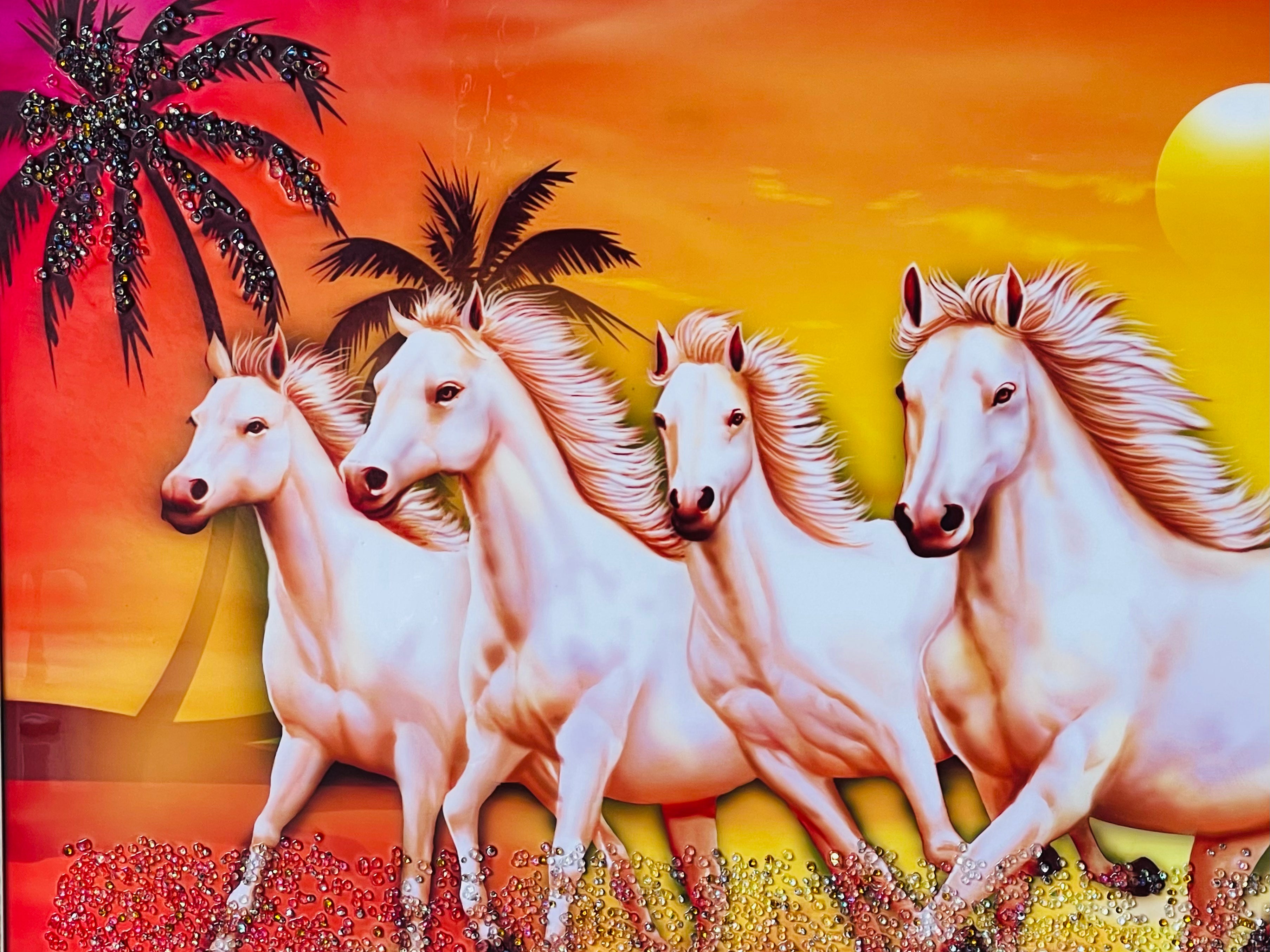 7 horses Running 51”x27”