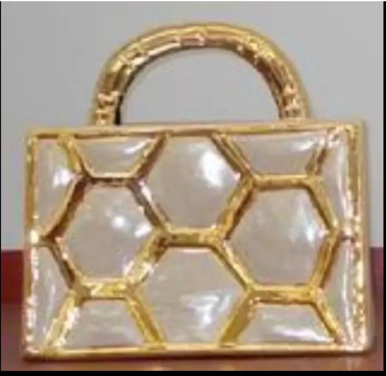 Ceramic gold handbag flower vase 3D pattern
