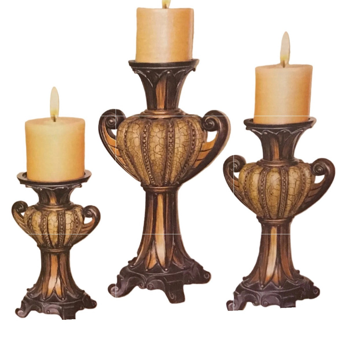Mimic leather Candle Holder Set of 3