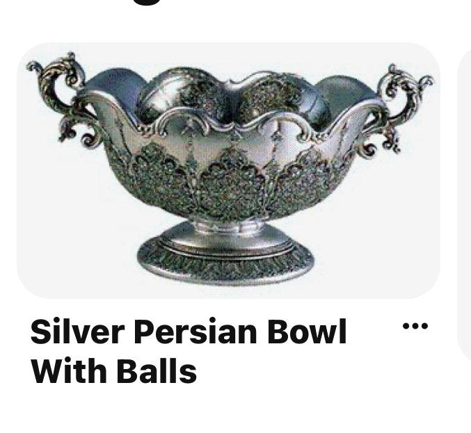 Silver Persian Resin Decorative Bowl with matching Balls