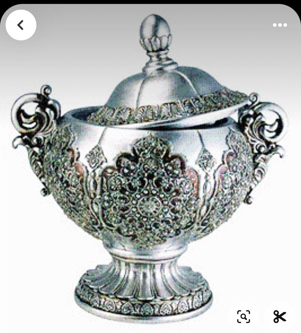 Silver Persian Resin Decorative Box with Lid