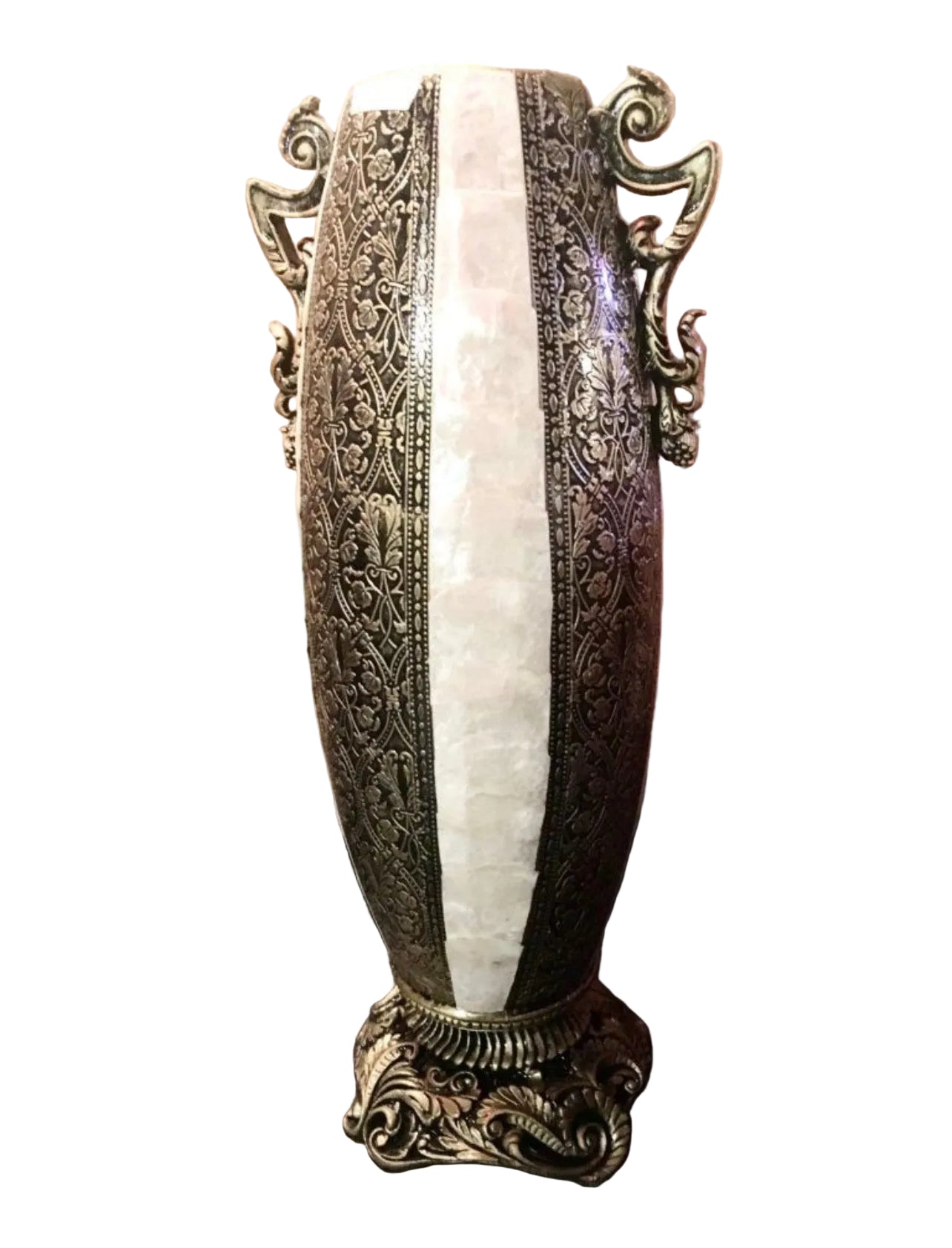 Antique Carving 3D Mother Of Pearls Tall vase