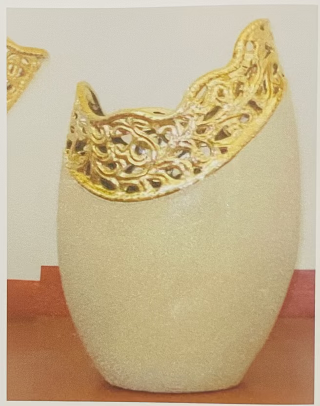 Sandstone with Gold trimming Decorative Vase