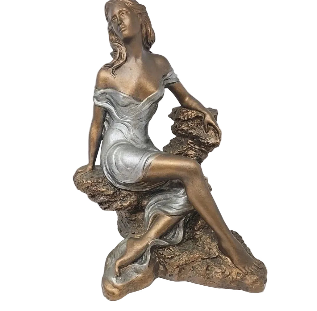 Vintage Austin Sculpture By Alice Heath Memories Bronze Lady Cross Legged 16"