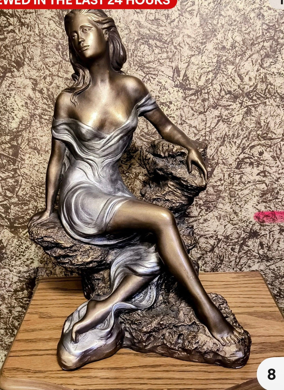 Vintage Austin Sculpture By Alice Heath Memories Bronze Lady Cross Legged 16"