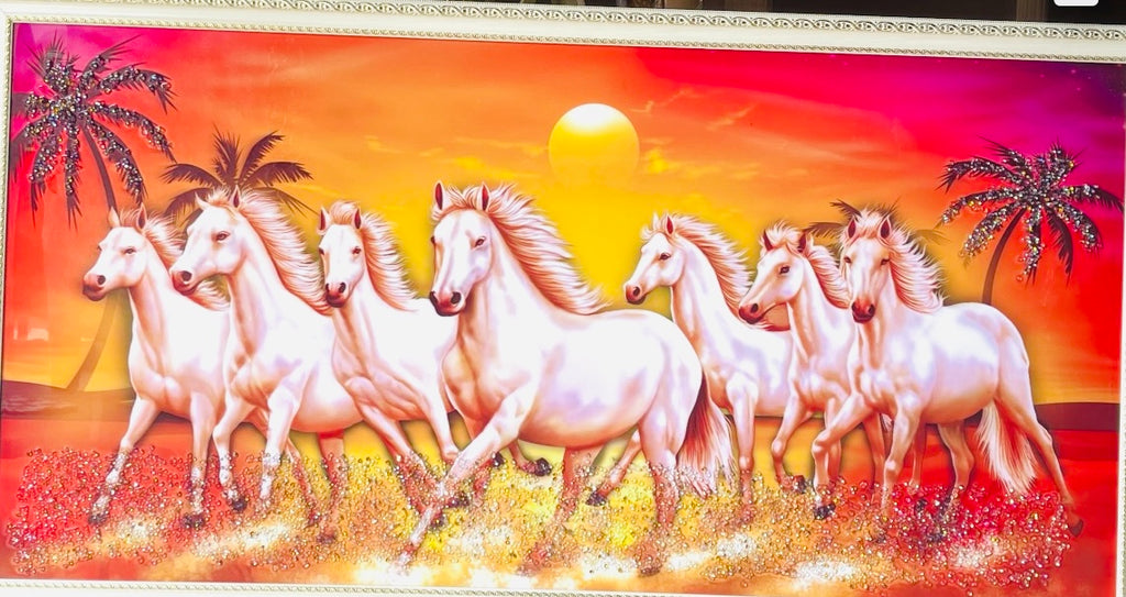 7 horses Running 51”x27”