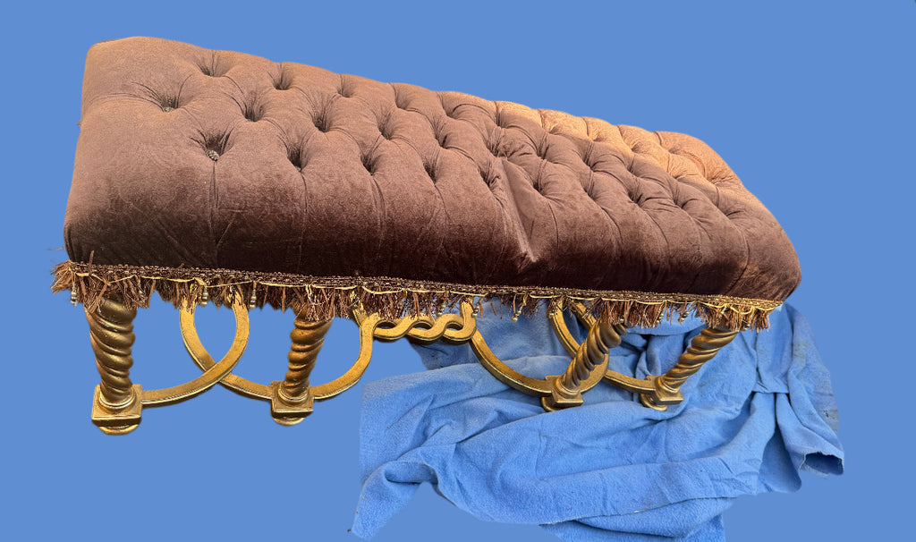 Gold bench with Brown velvet 