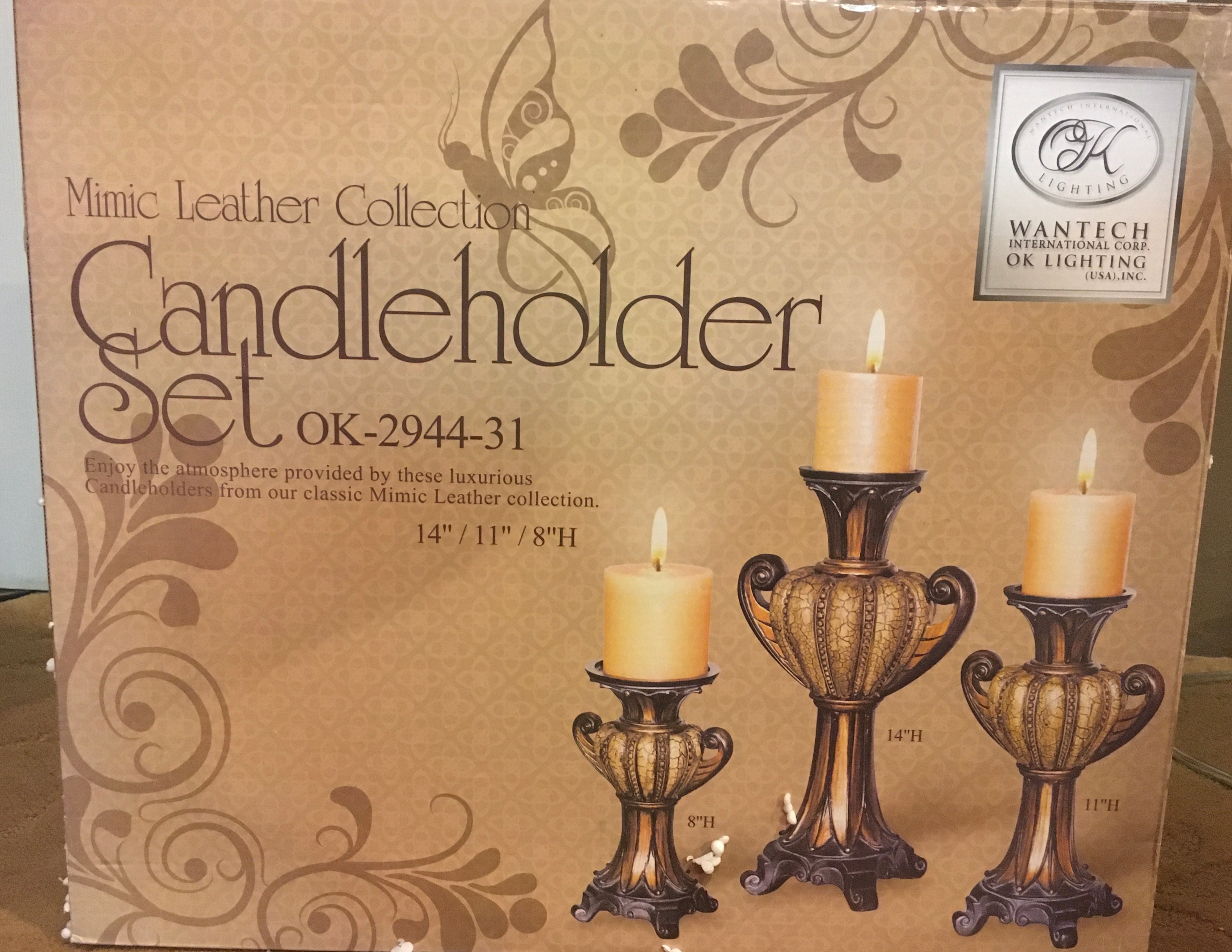 Mimic leather Candle Holder Set of 3