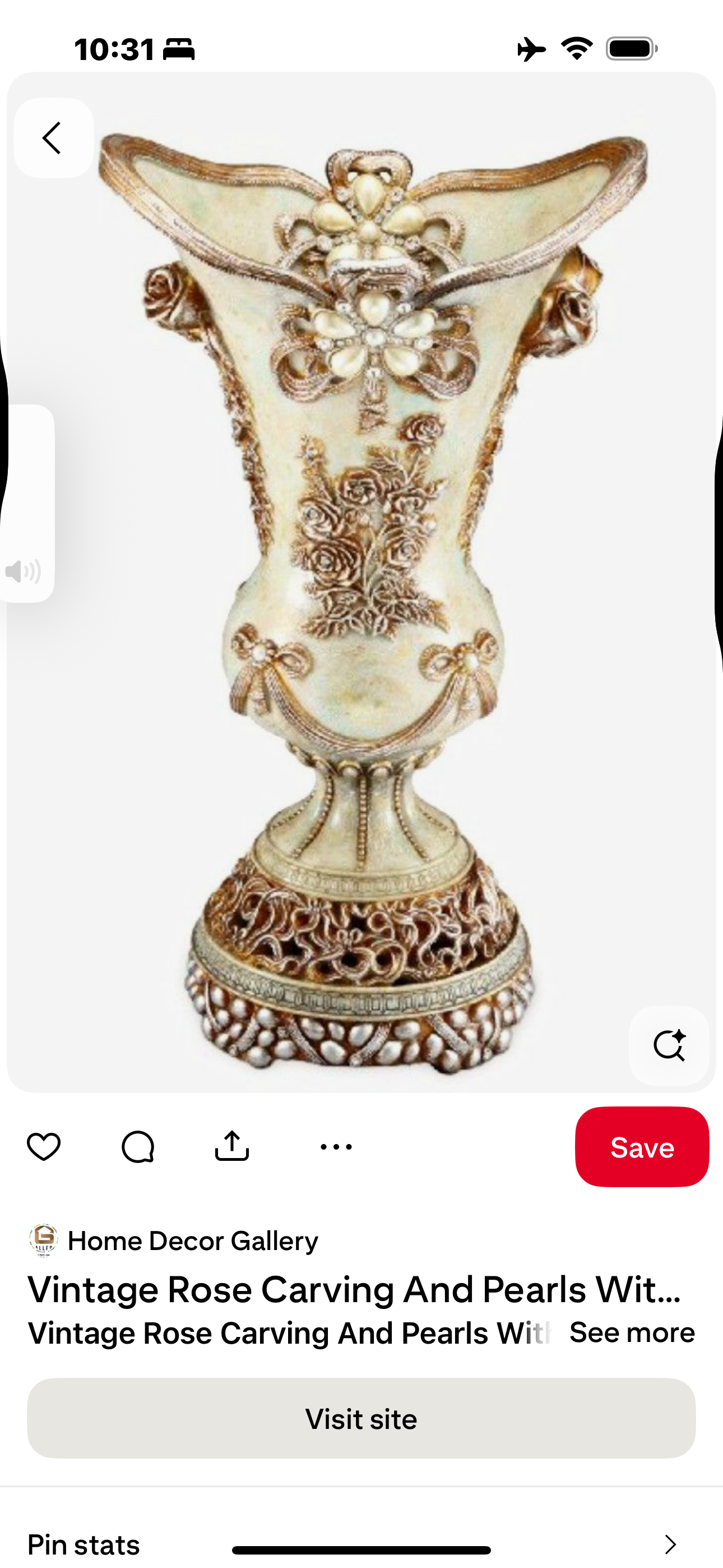 Vintage Rose collection Vase with pearls and crystal