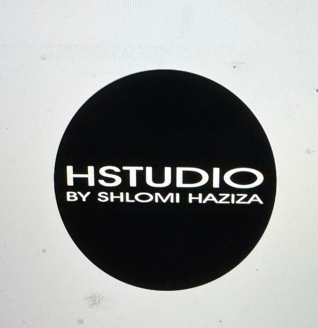 Sloman Aziza signature pedestal, black and silver acrylic and steel