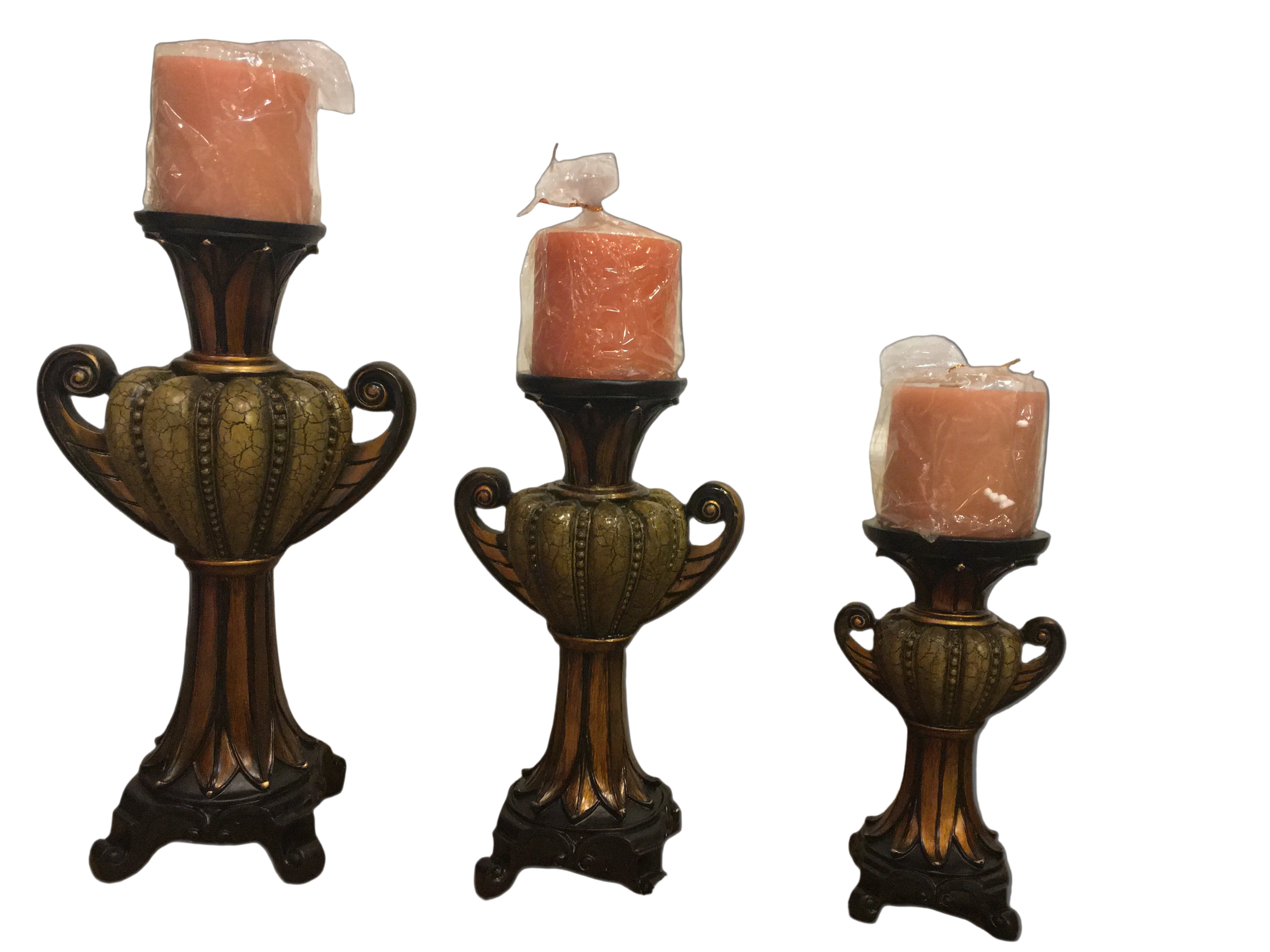 Mimic leather Candle Holder Set of 3
