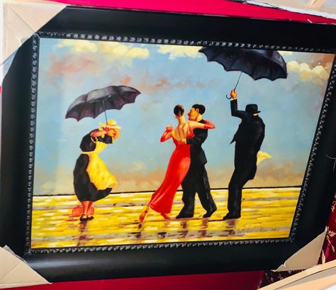 Tango's butler dance in rain large painting