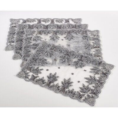 Hand Beaded Design Placemat (Set Of 4) With Runner