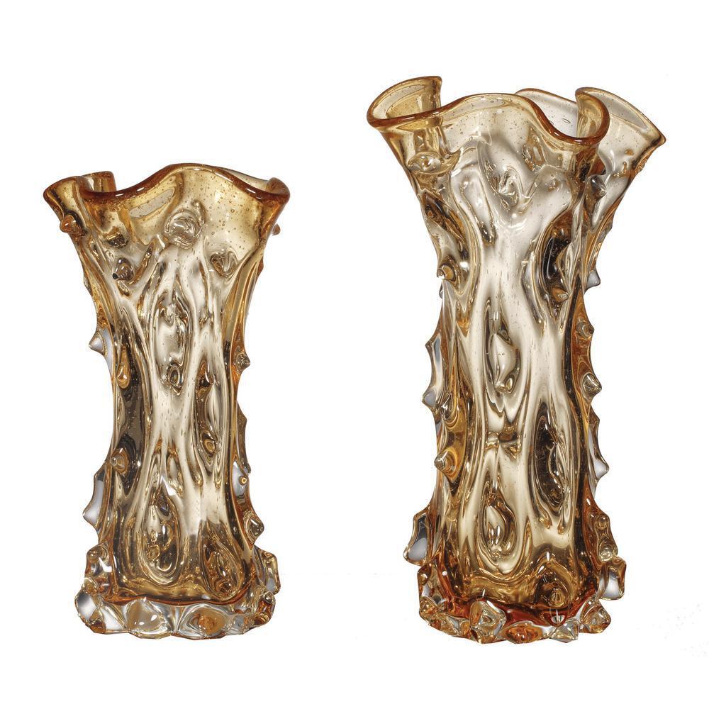 Ok Lighting Glass  Vase Set In Yellow