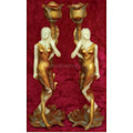 Art Nouveau Lady Candleholder In Gold