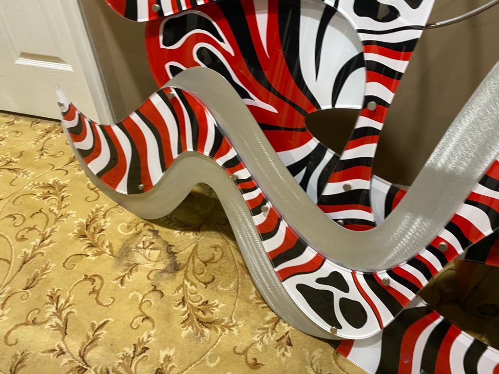 SHLOMI HAZIZA RED AND BLACK ZIBRA WALL ART