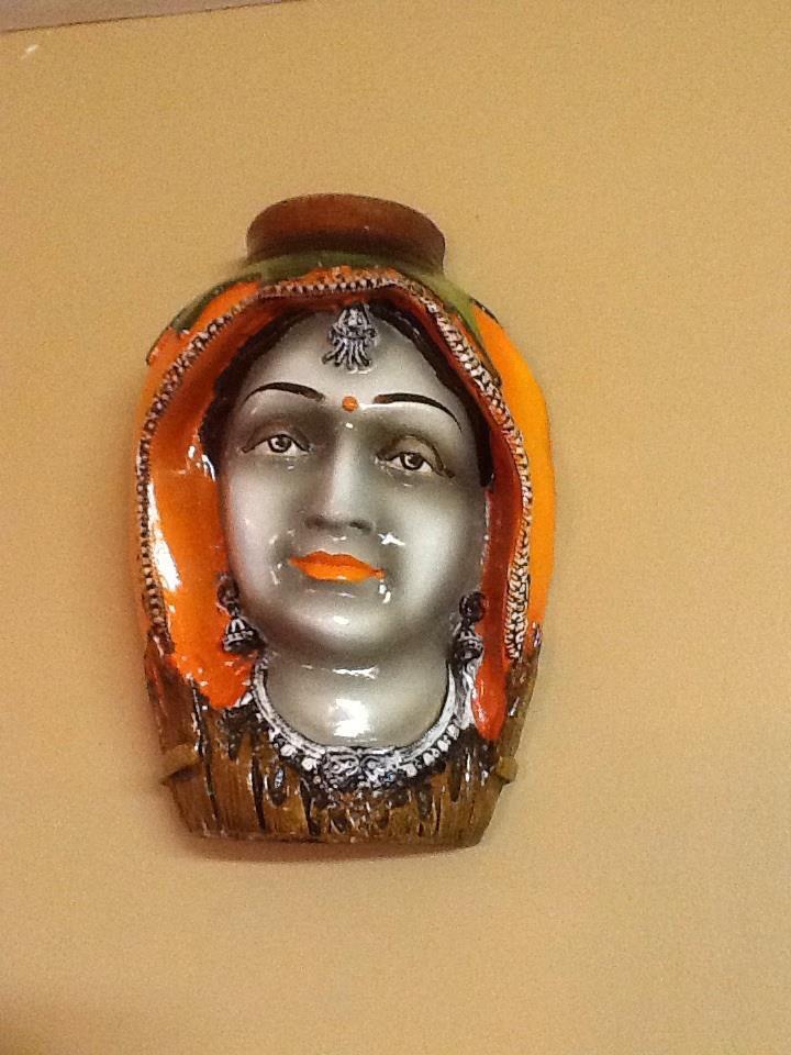 HINDU MAN & WOMAN WALL SCULPTURE-FLOWER POT PAIR