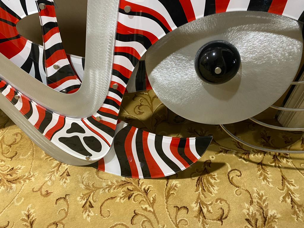 SHLOMI HAZIZA RED AND BLACK ZIBRA WALL ART